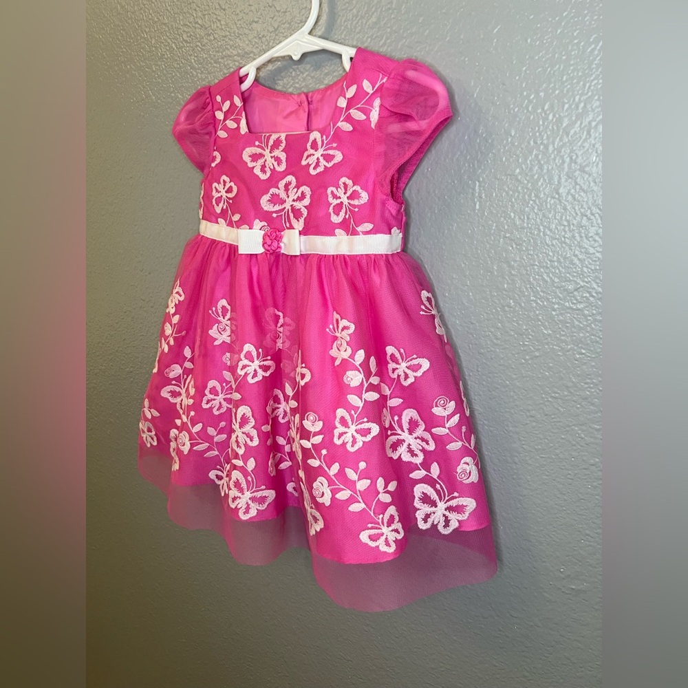 Jona Michelle Pink Butterfly Embroidered Tulle Dress | Size 12M - Picture 2 of 6